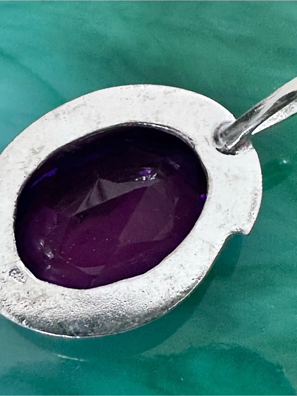 Artisan Silver Pendant with Vivid Purple lab created, amethyst Faceted Stone
